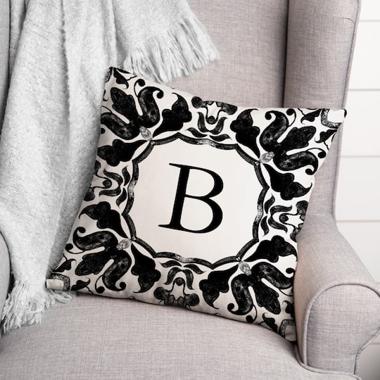Black & White Monogram Indoor/Outdoor Pillow